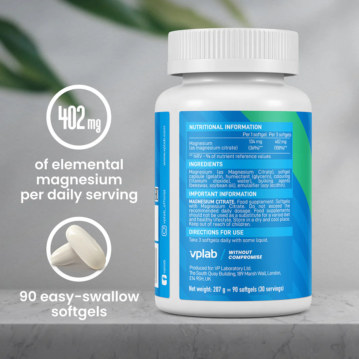 VPLAB Magnesium Citrate 90 Softgels