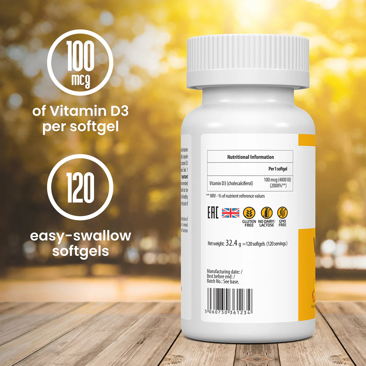 ULTRAVIT Vitamin D3 4000IU 120 Soft Gels